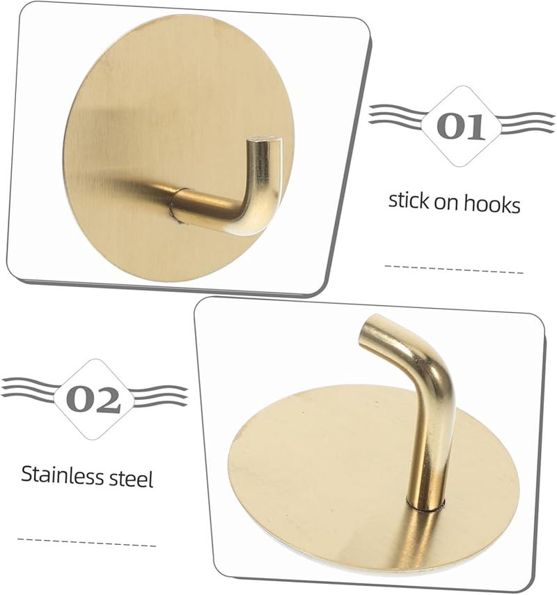 304 Stainless Steel Self Adhesive Towel Hooks 4 Pack No Drill Installation For Bathroom Kitchen - Image 3